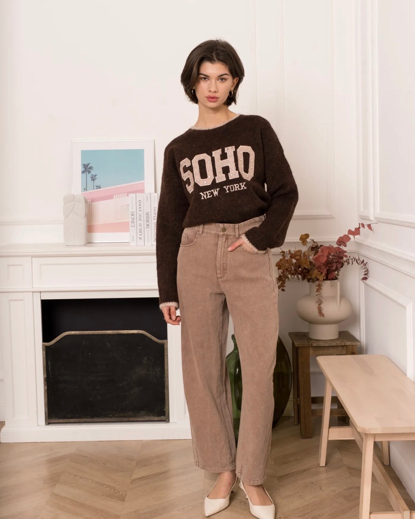 Soft Barrel Jean - Taupe/Brown