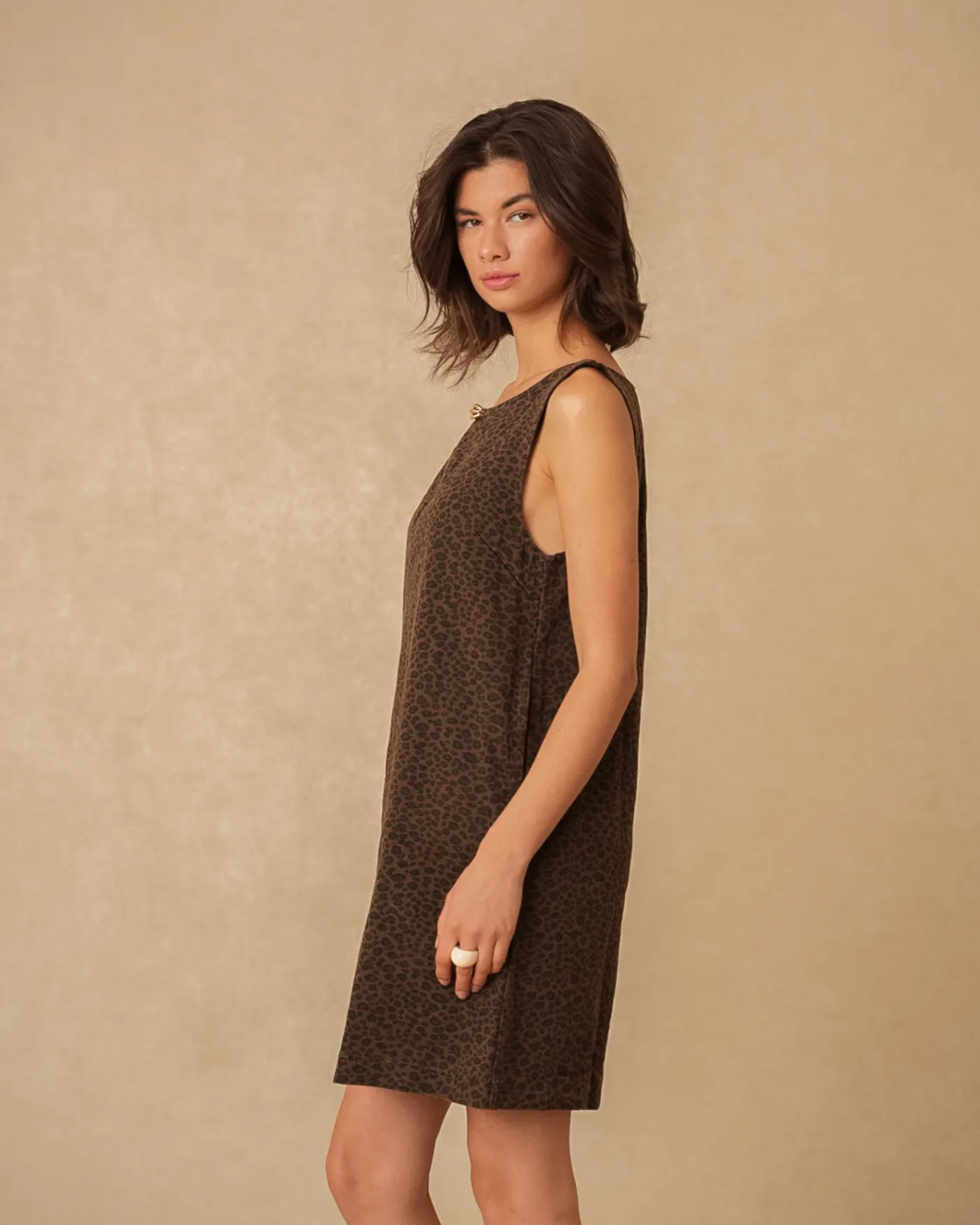 Animal Print Soft Denim Pinafore