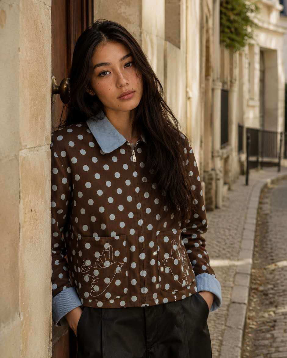 Brown Blue Polka Dot jacket