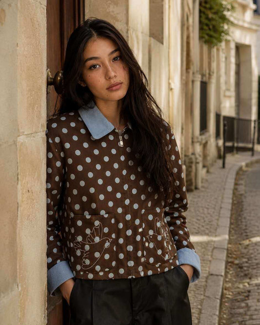 Brown Blue Polka Dot jacket