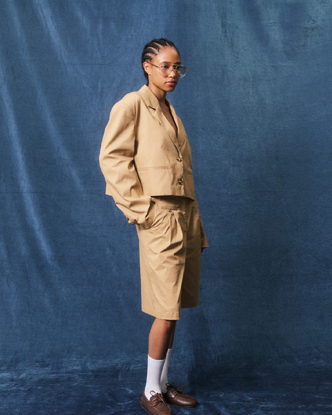 Camel Cropped Blazer