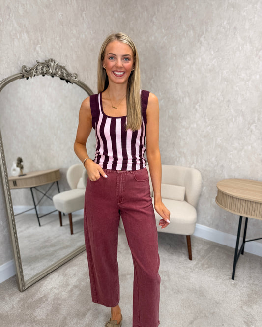 Soft Barrel Jeans - Burgundy