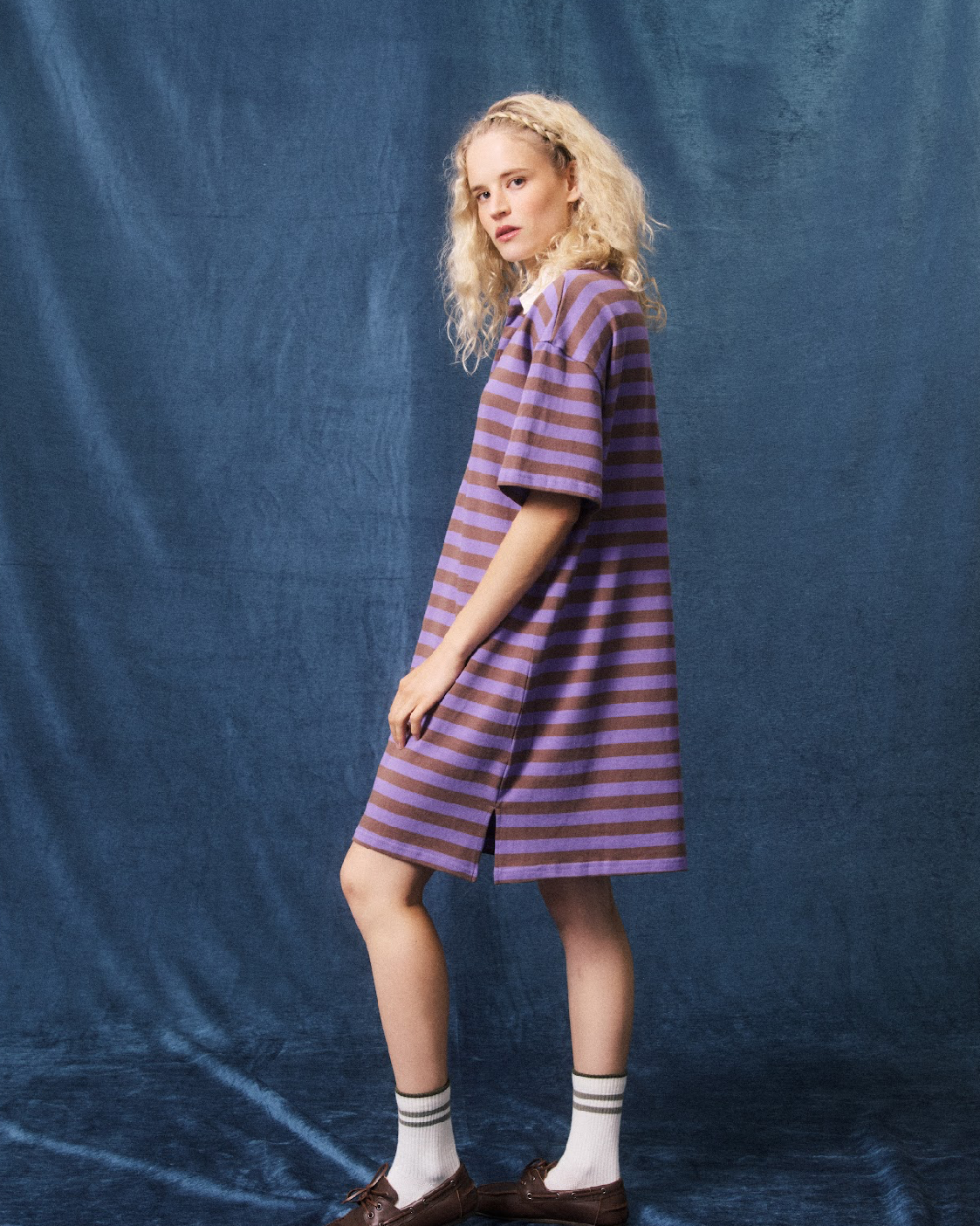 Violet Stripe Polo Dress