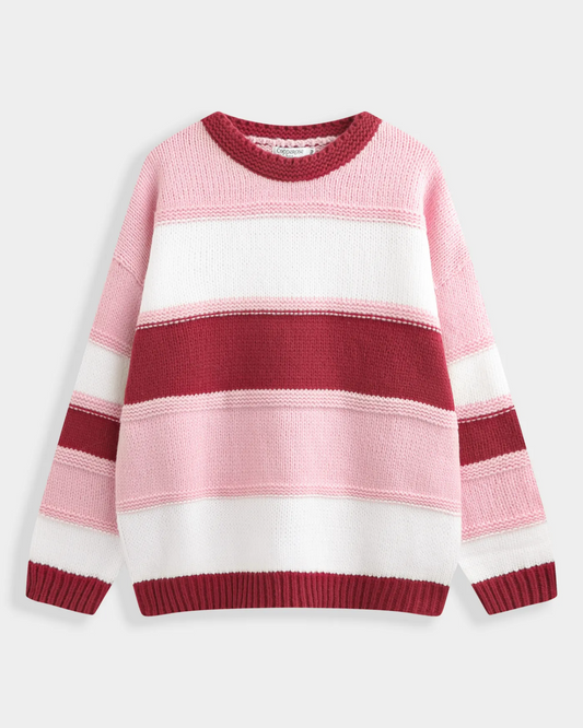Lola Stripe Jumper Burgundy/Pink