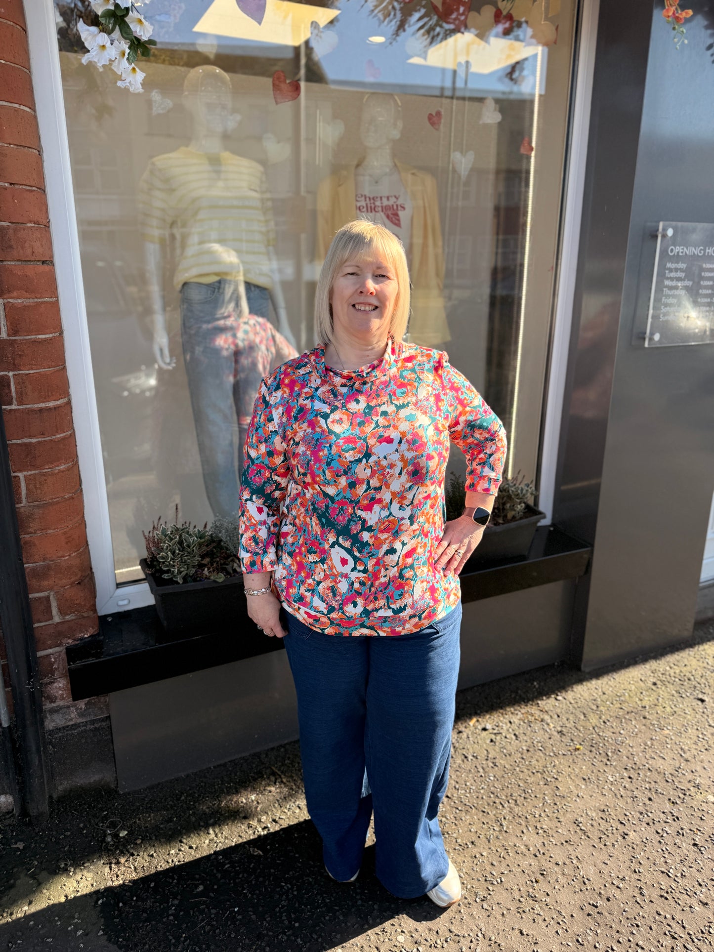 YEW 4117 Multi Colour Cowl Neck Top