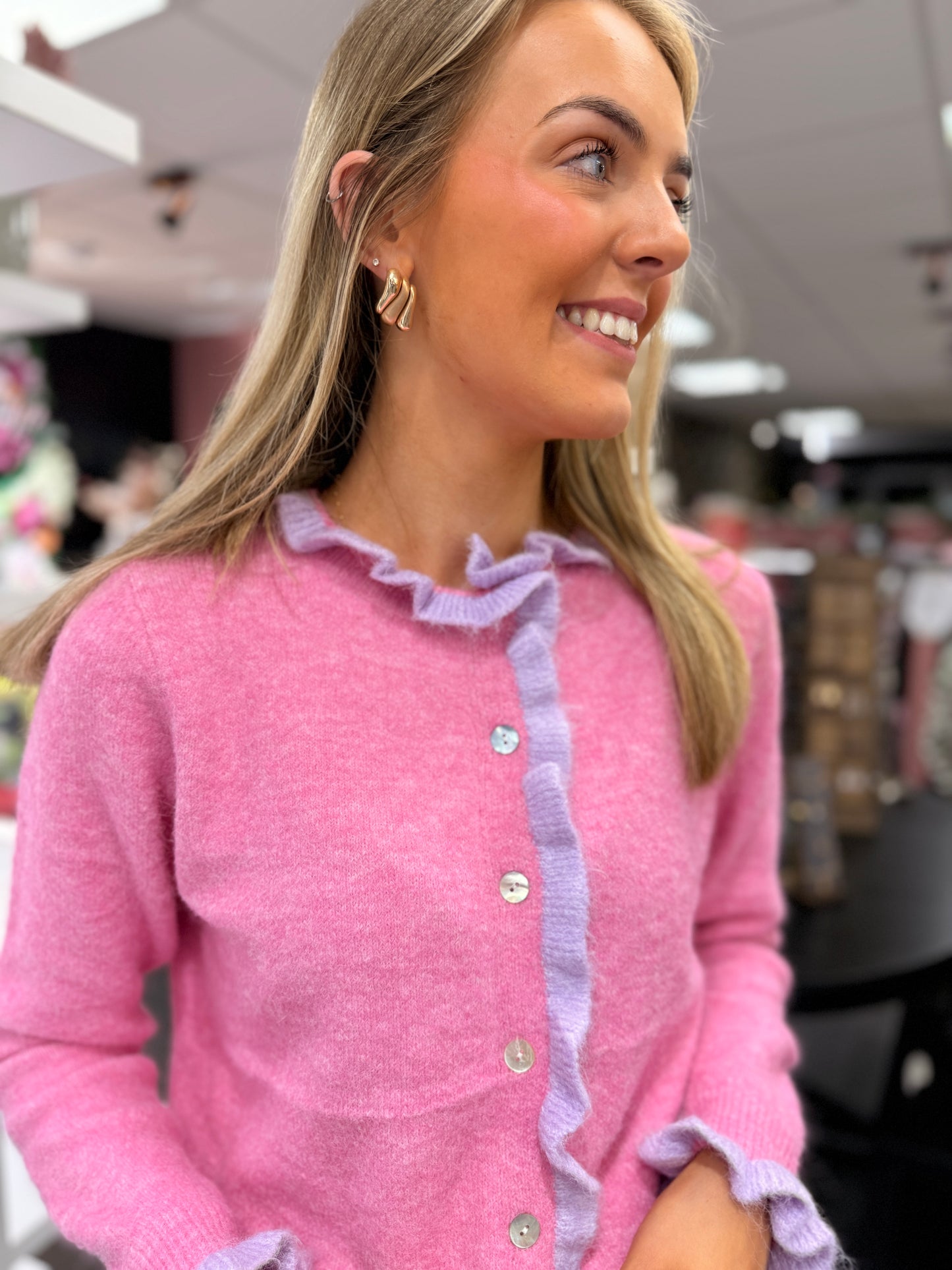 Frill Cardigan Pink 2000