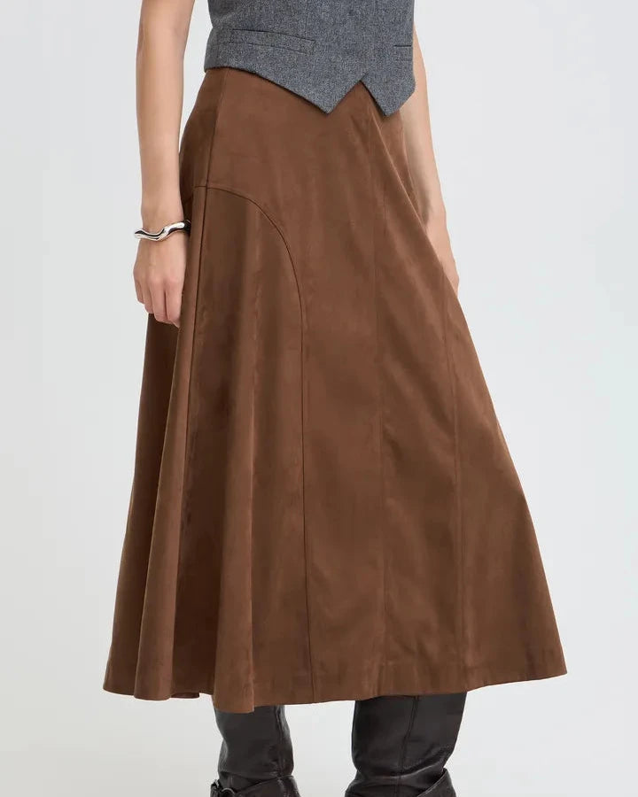 Rosetta Suede Midi Skirt