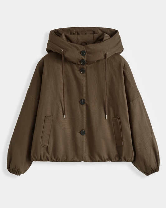 Kylie Oversized hooded jacket brown
