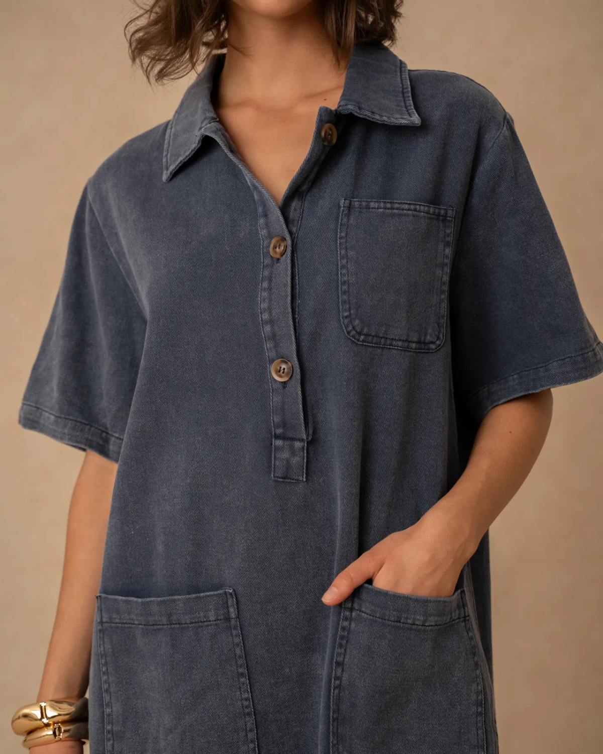 Soft Denim Shift Dress Navy