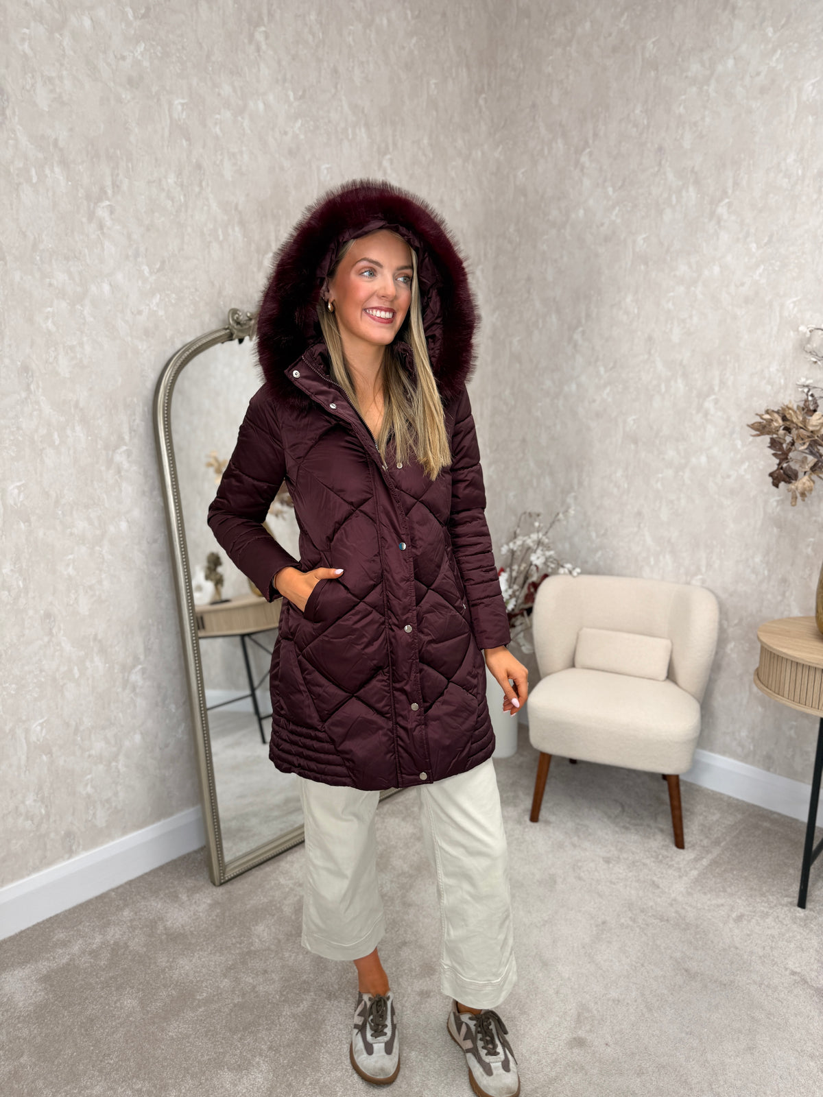 Burgundy Puffer Coat