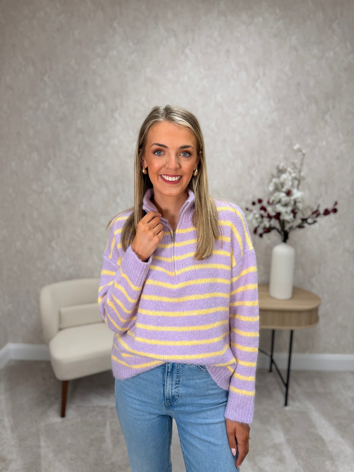 Purple Yellow Half Zip Jumper