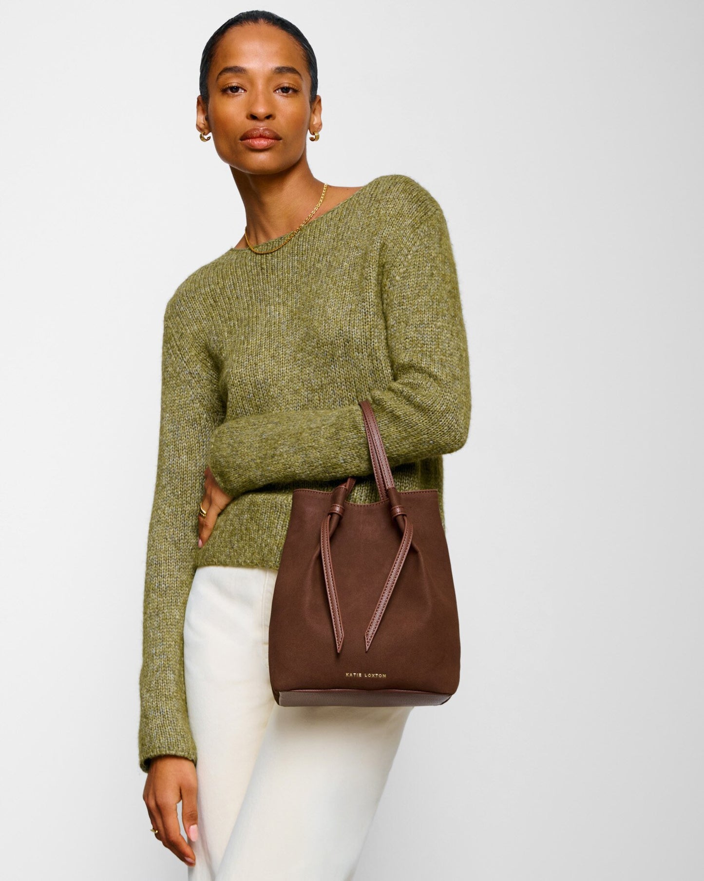 KLB4249 Celina Suedette Bucket Bag Chocolate