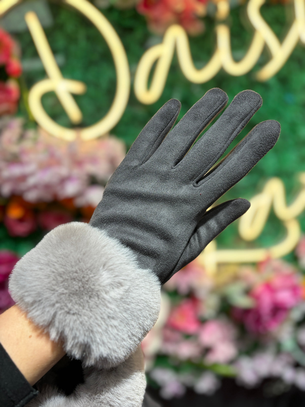 Slate/Mist Fur Gloves