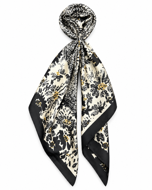 Lotta Black Cream floral neck scarf