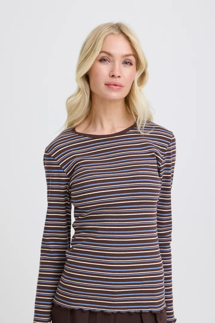 Tone Stripe Top Brown/Blue