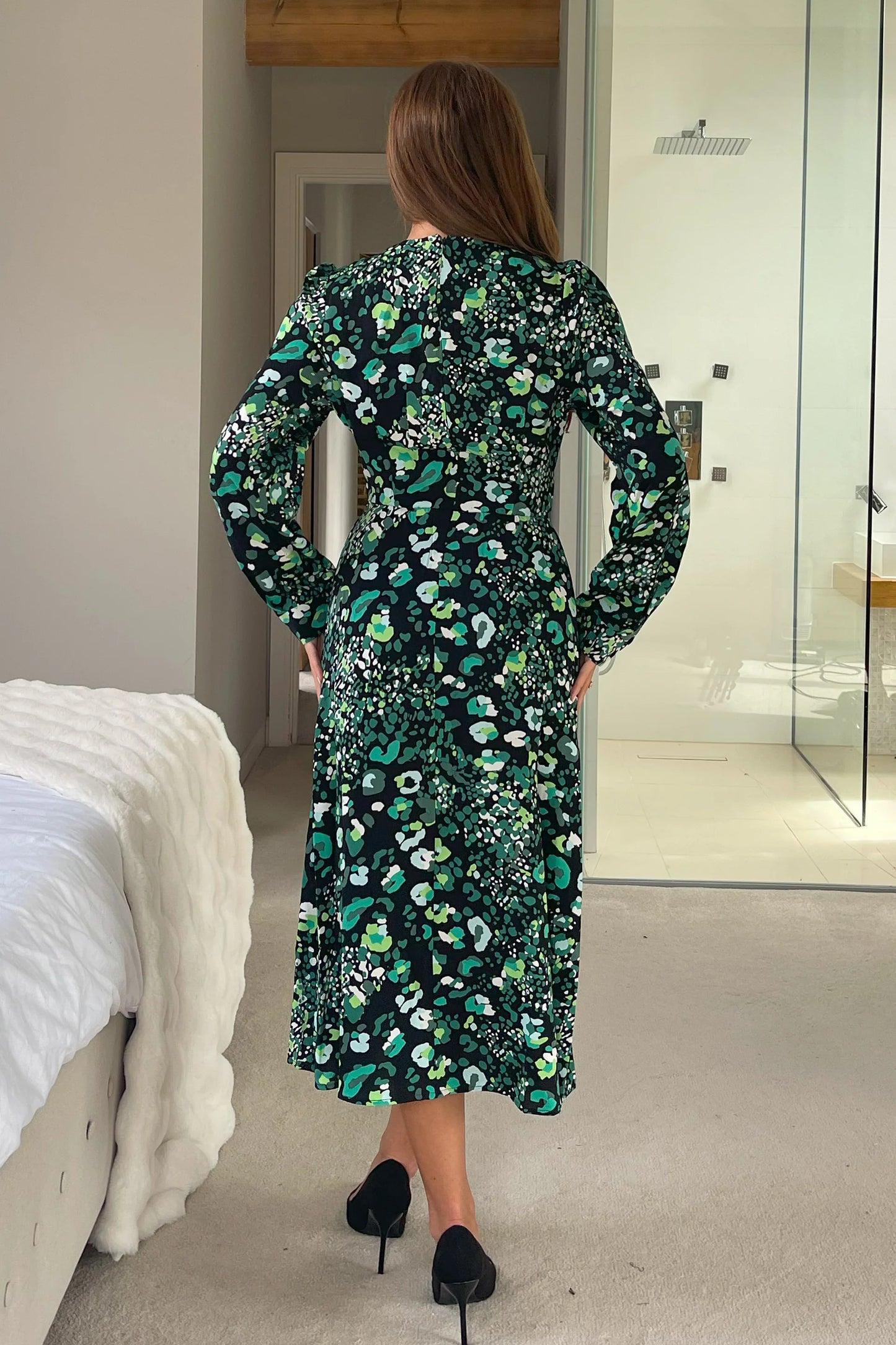 Cass Green Animal Sweetheart Midi Dress