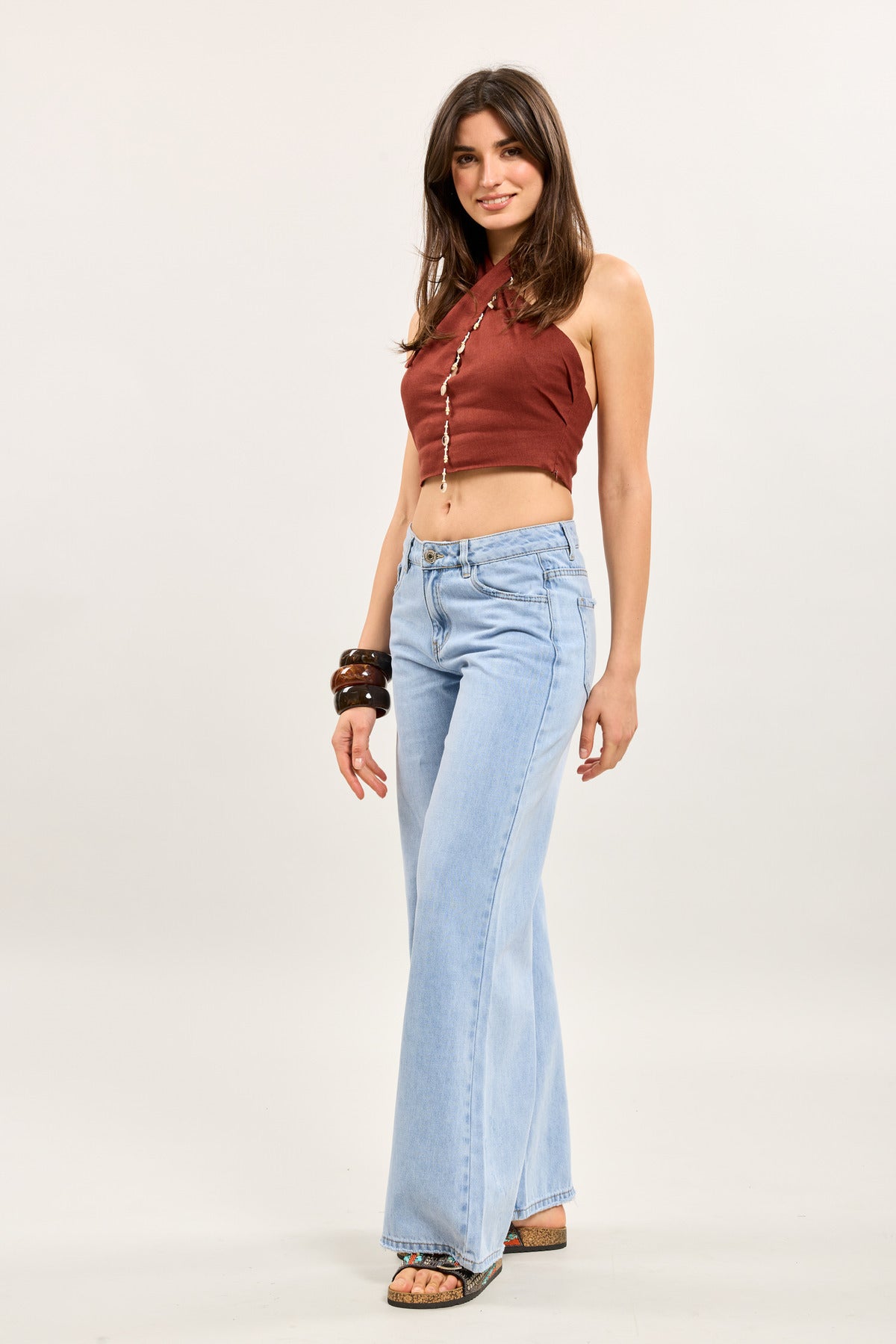 Wide Embroidered Daisy Jeans