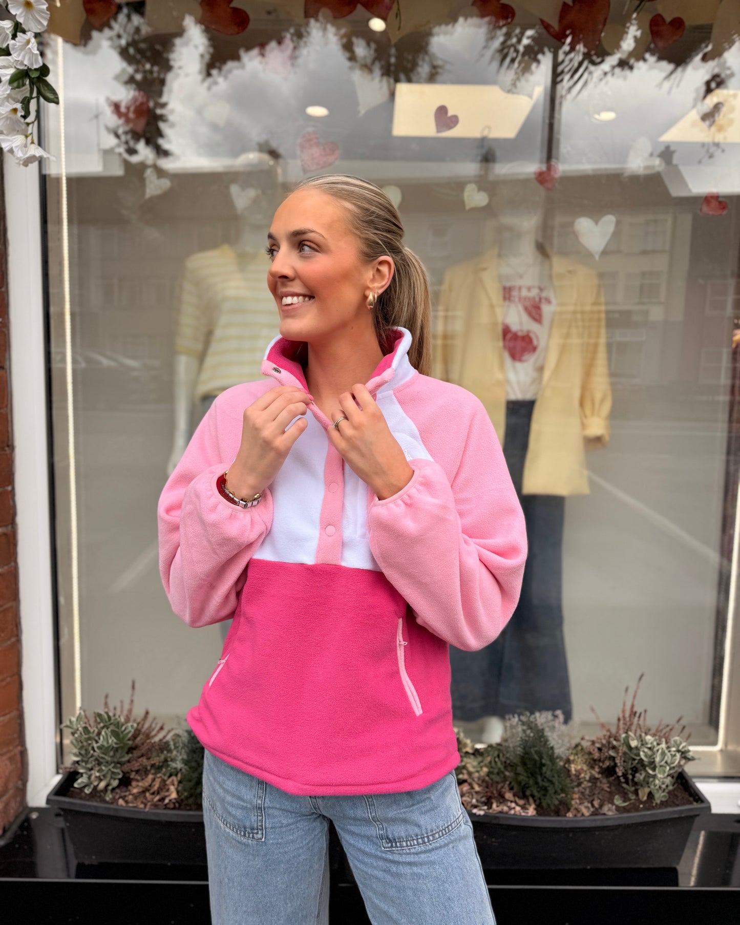 Pink White Multi Fleece