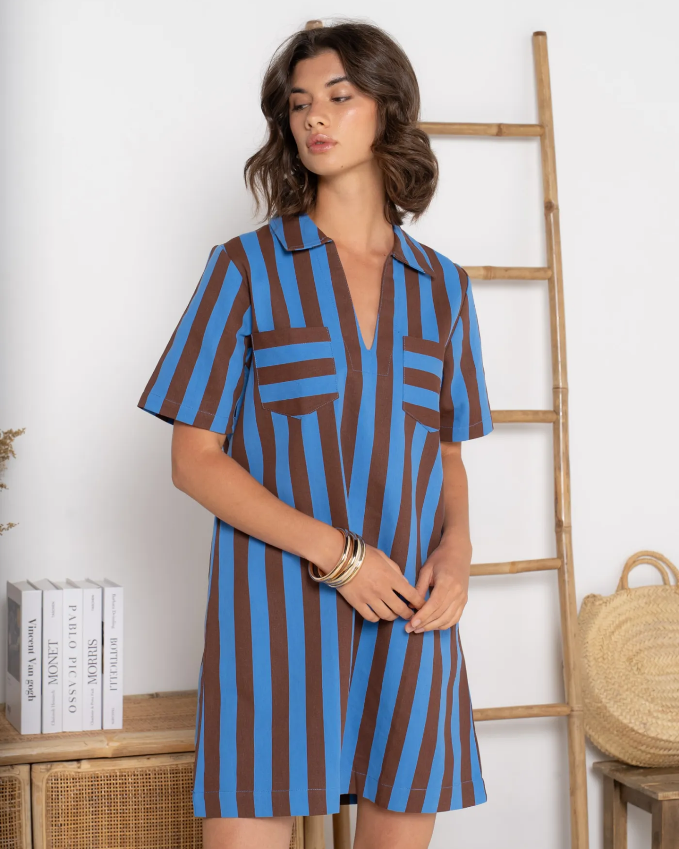 Soft Denim Dress Blue/Brown