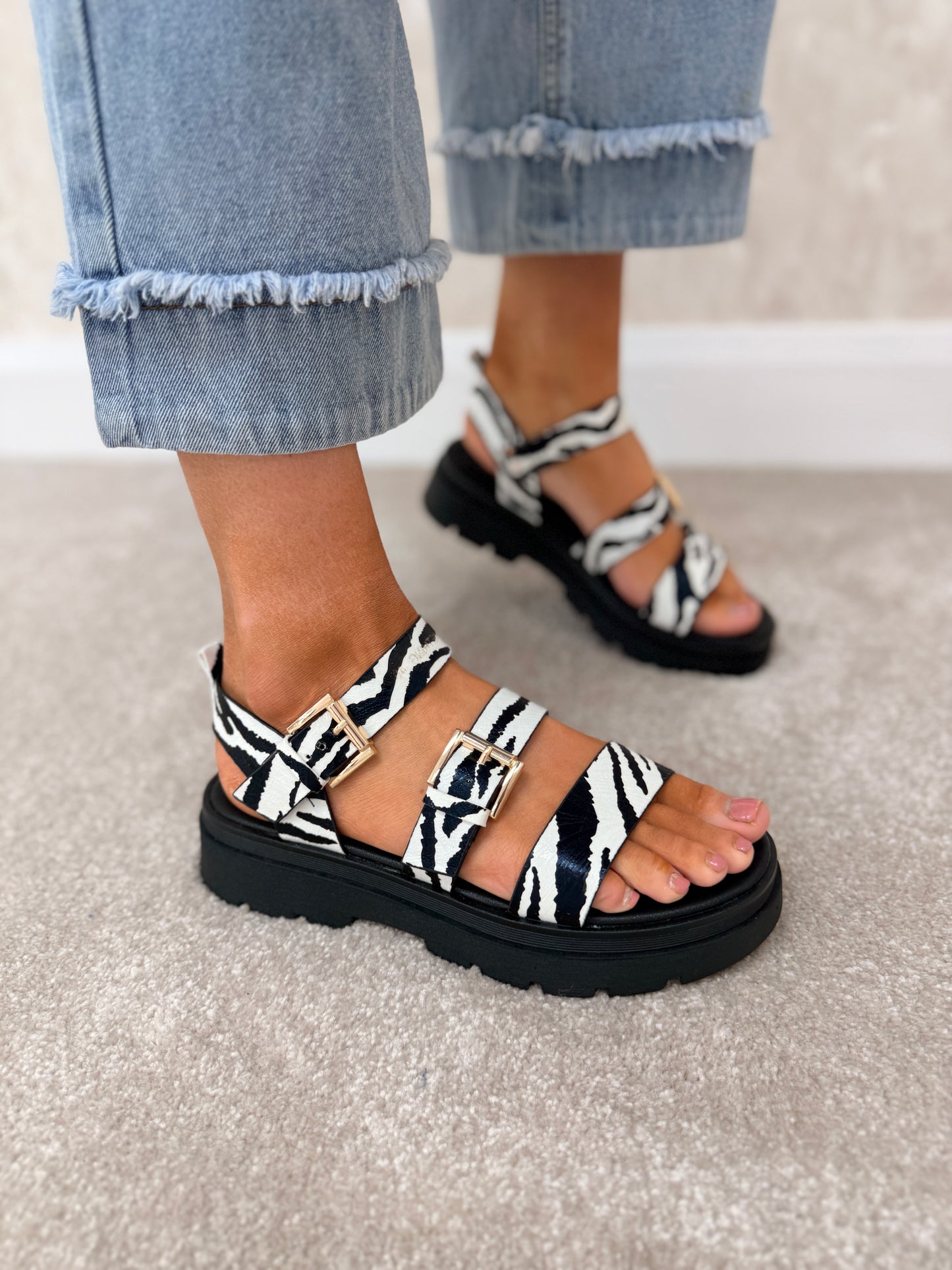 Something White Lotus Zebra Sandals