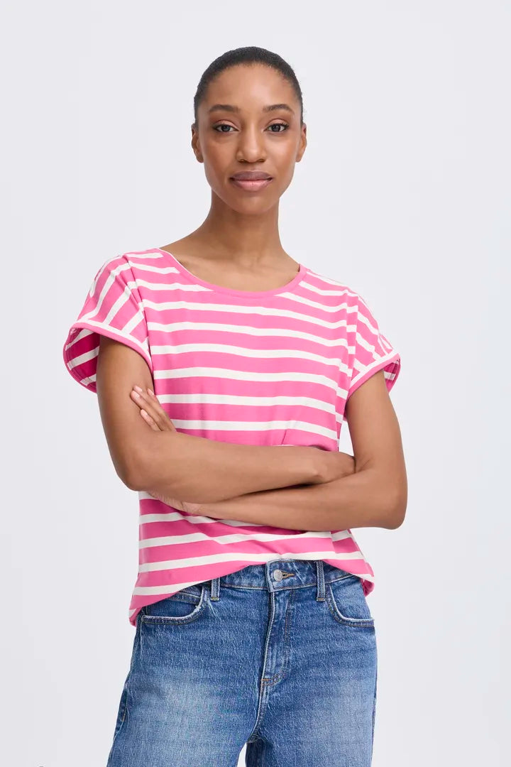Pamila O Neck T shirt Hot Pink