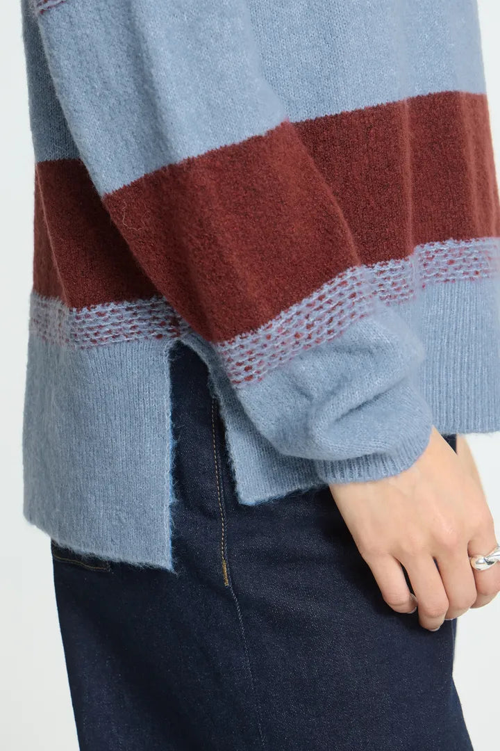 Edeen Pullover Blue/Maroon