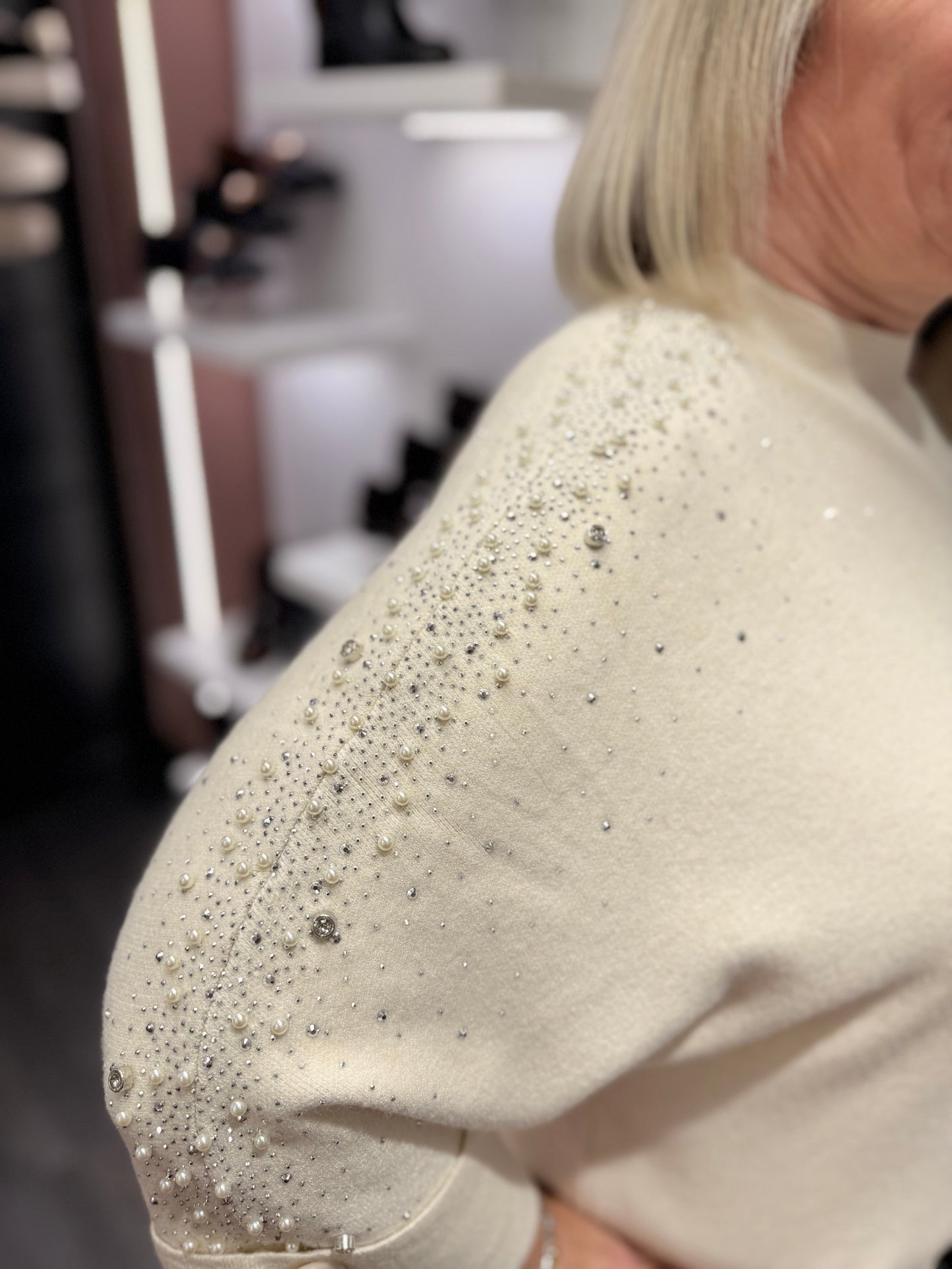 Lacey Cream Sparkle Knit