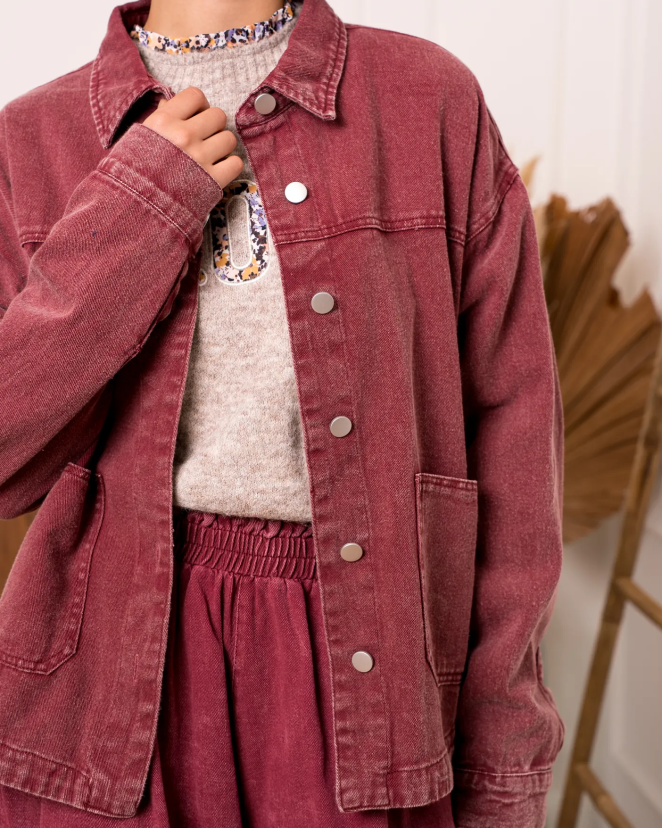 Burgundy Soft Denim Jacket