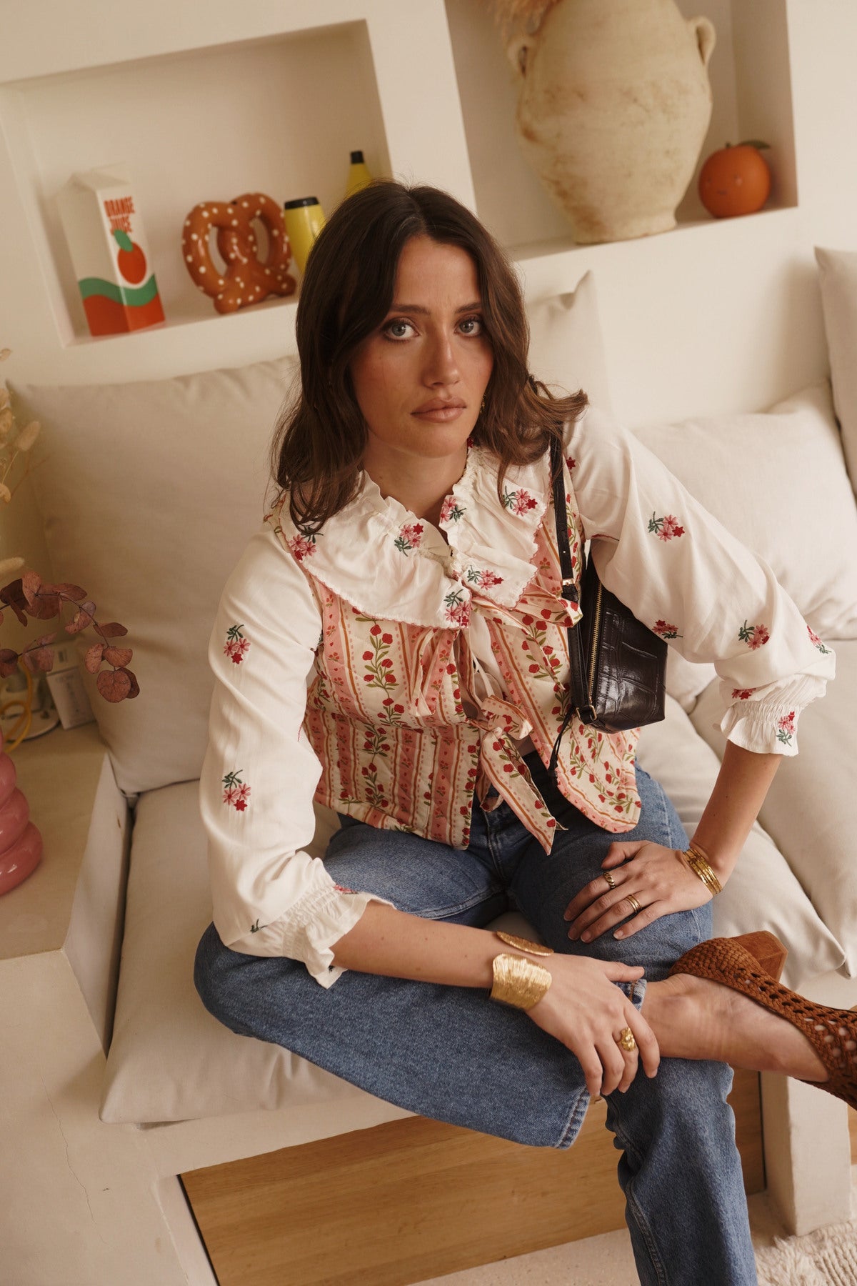 Floral Print Quilted Vest