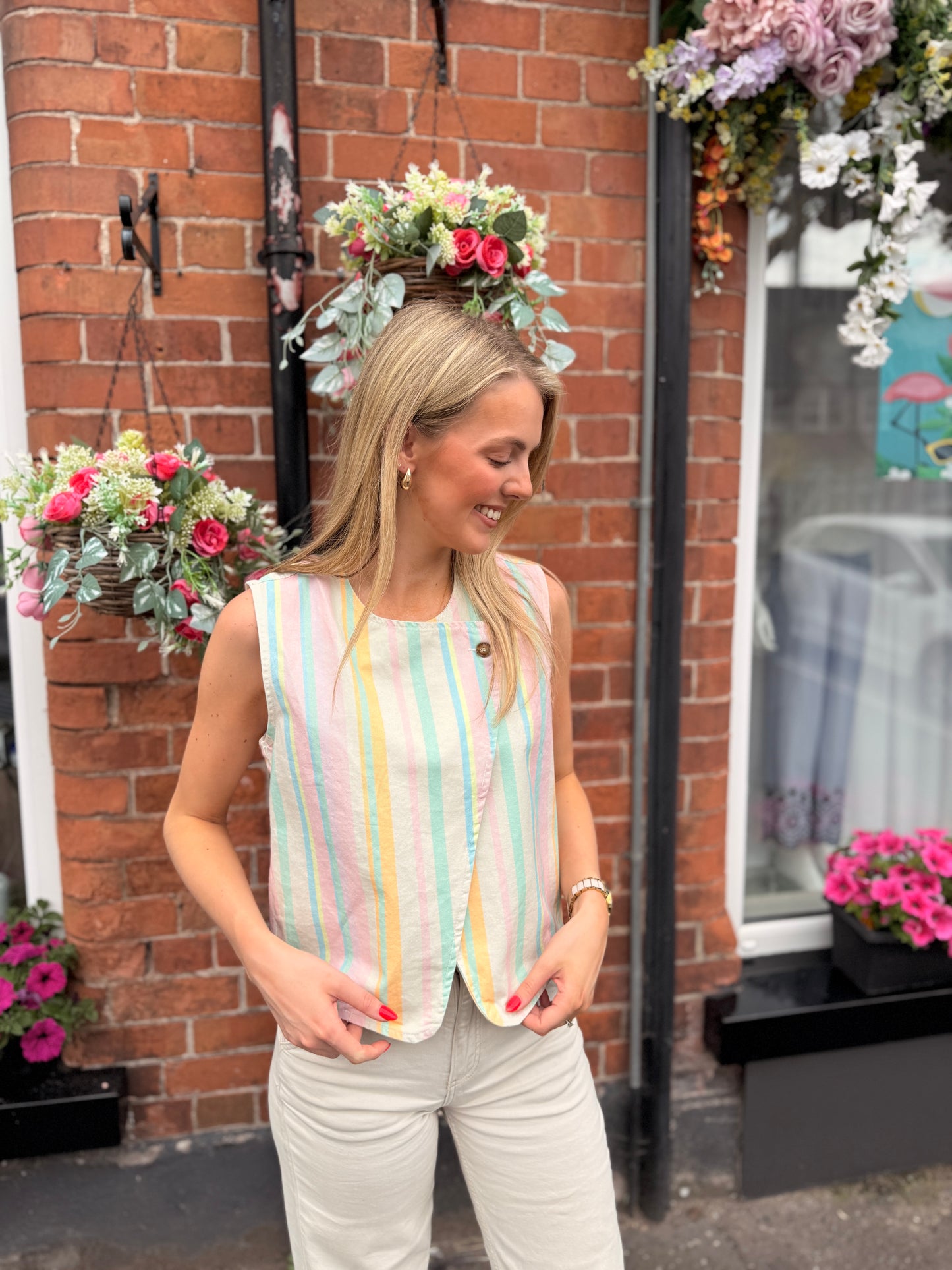 Asymmetric Stripe Pastel Top