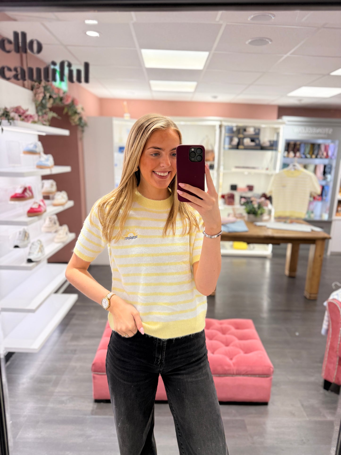 Sun Stripe Top Lemon Yellow