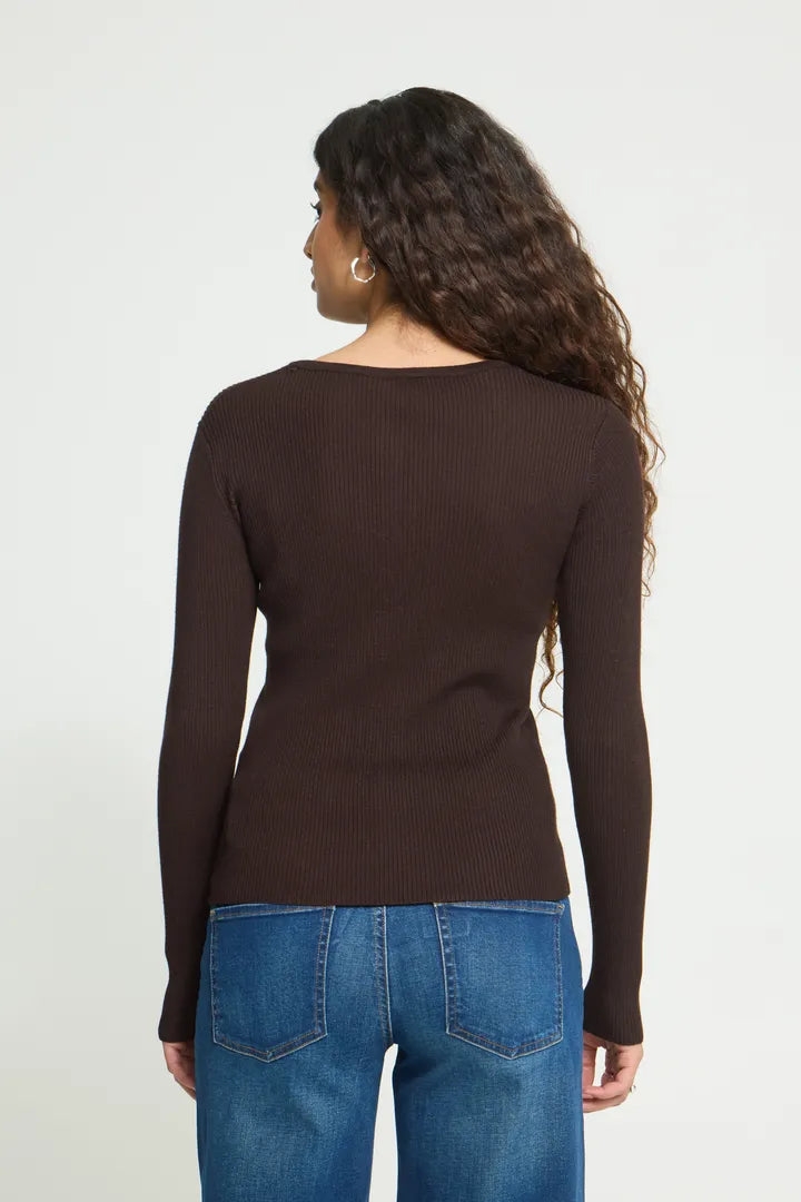 Luls Ribbed Top Brown