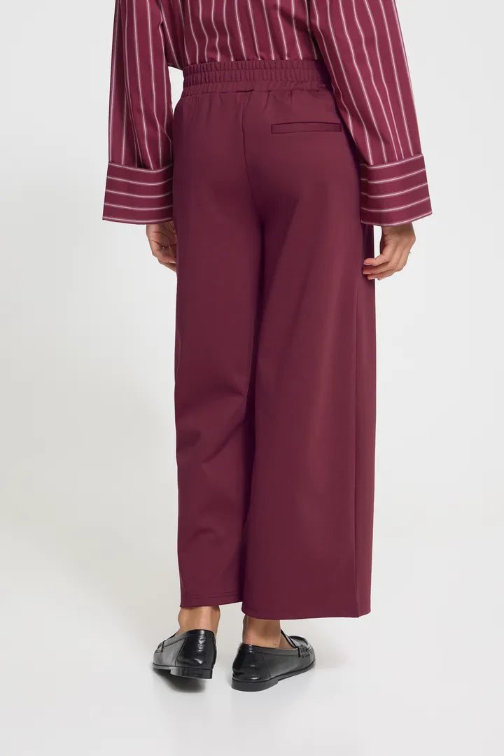 Kate Cropped Wide Pants Burgundy