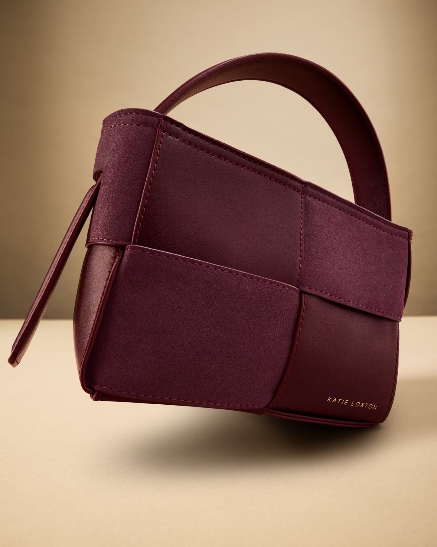 KLB4227 Taya Woven Suedette Top Handle Bag Cherry