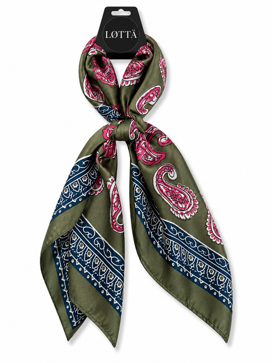 LOTTA Moss Green Raspberry Navy Scarf