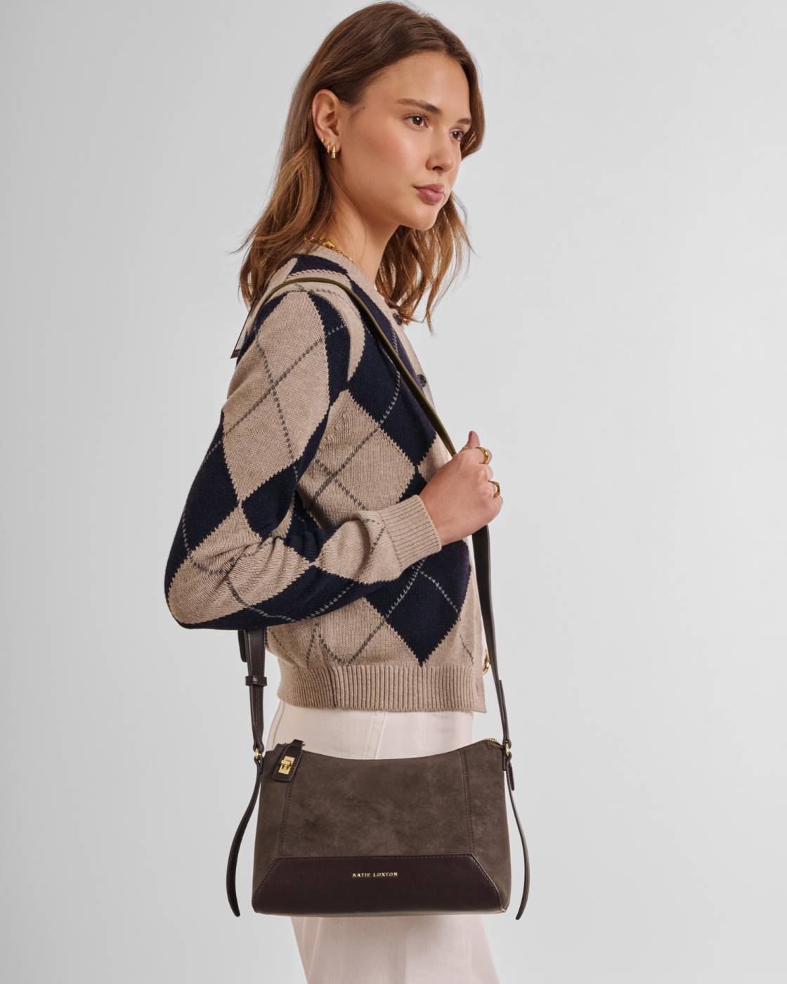 Charlbury suedette crossbody bag chocolate