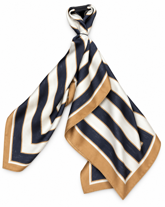 Lotta navy/tan stripe neck scarf