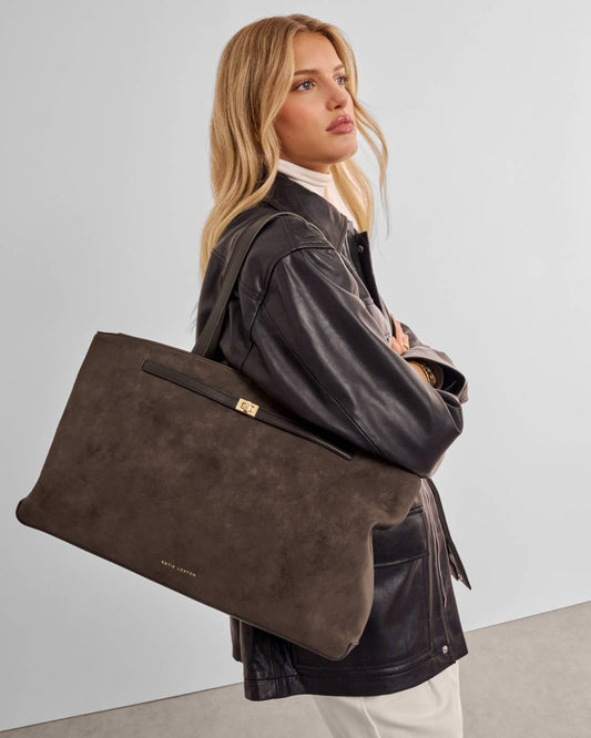 KLB4771 Orin Suedette Tote Bag Bitter Chocolate Suedette
