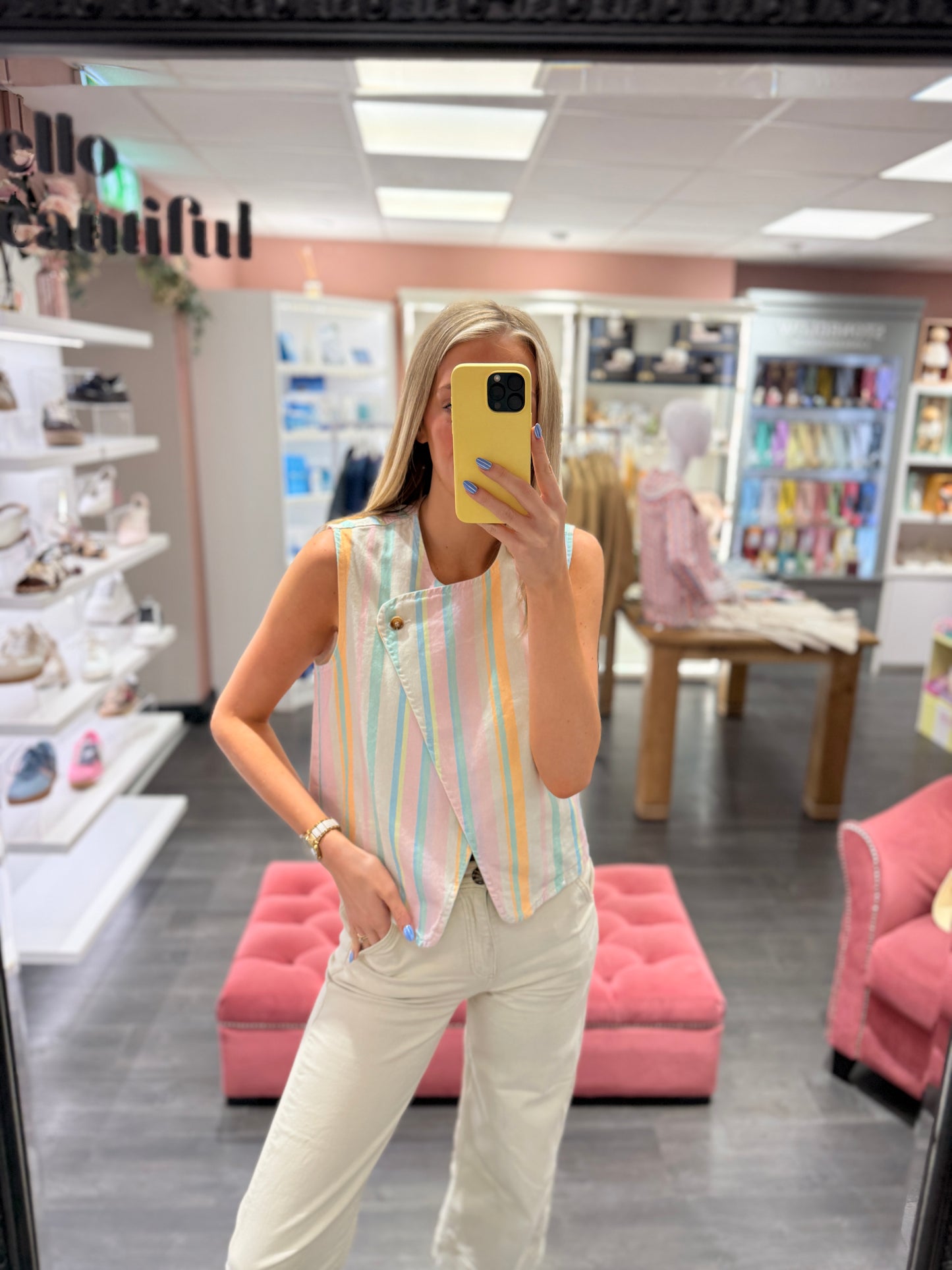 Asymmetric Stripe Pastel Top