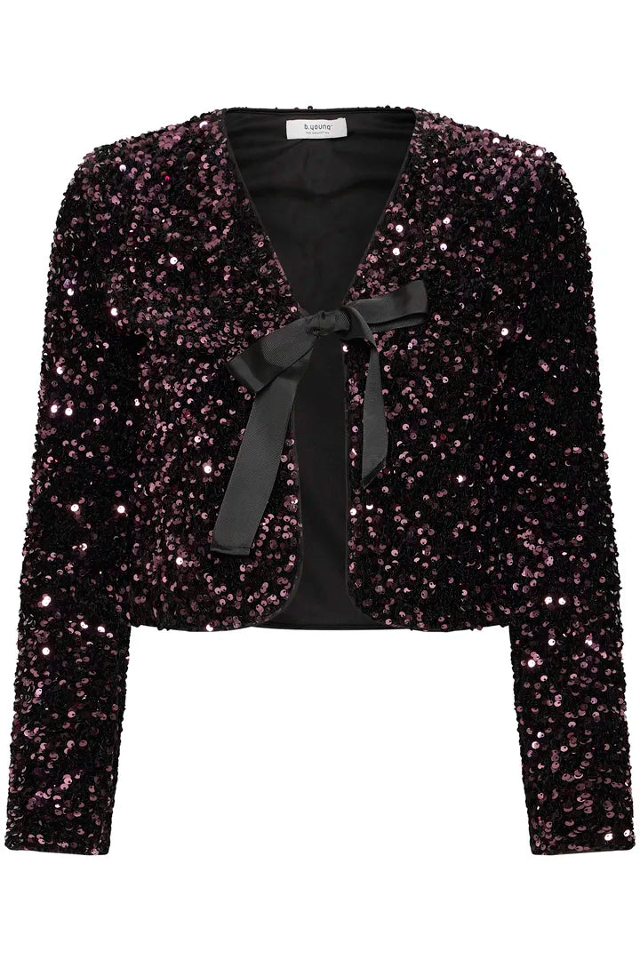 Paillet V Bow Jacket Black Purple