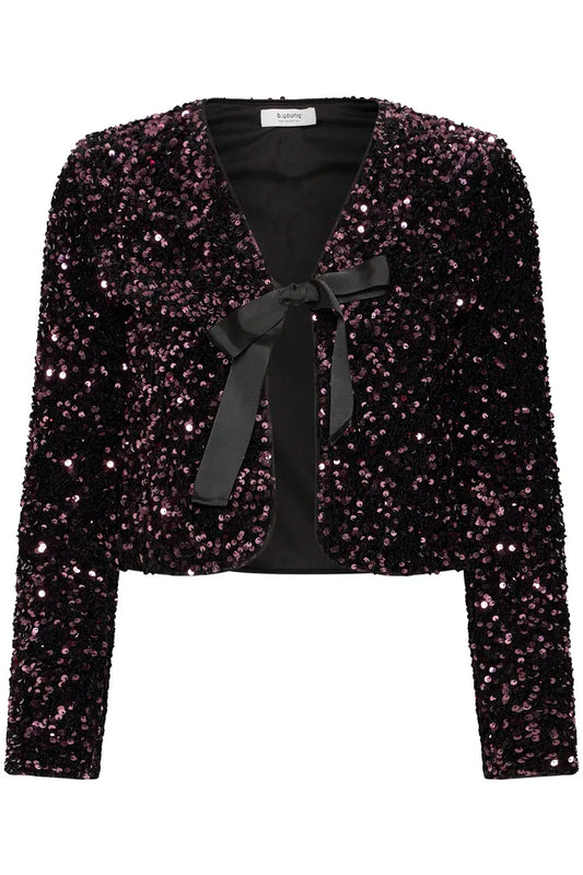 Paillet V Bow Jacket Black Purple