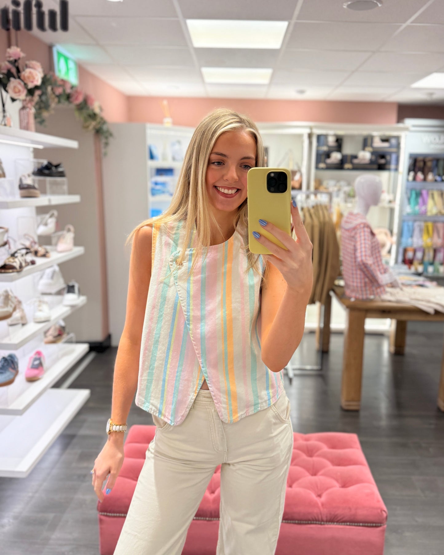 Asymmetric Stripe Pastel Top