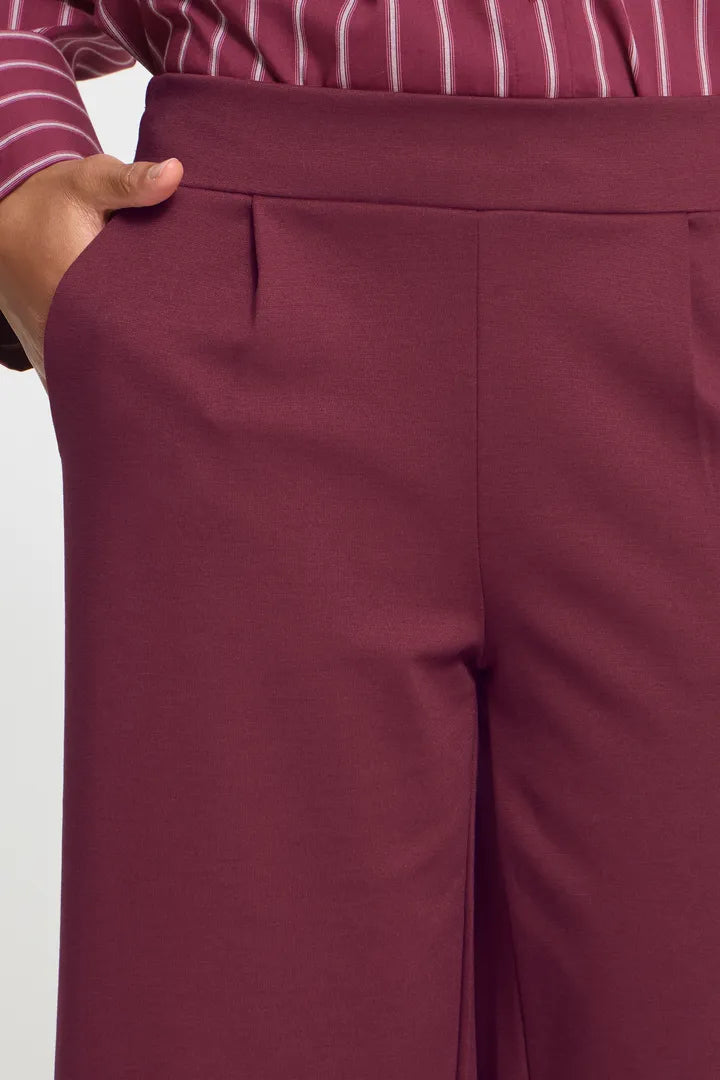 Kate Cropped Wide Pants Burgundy