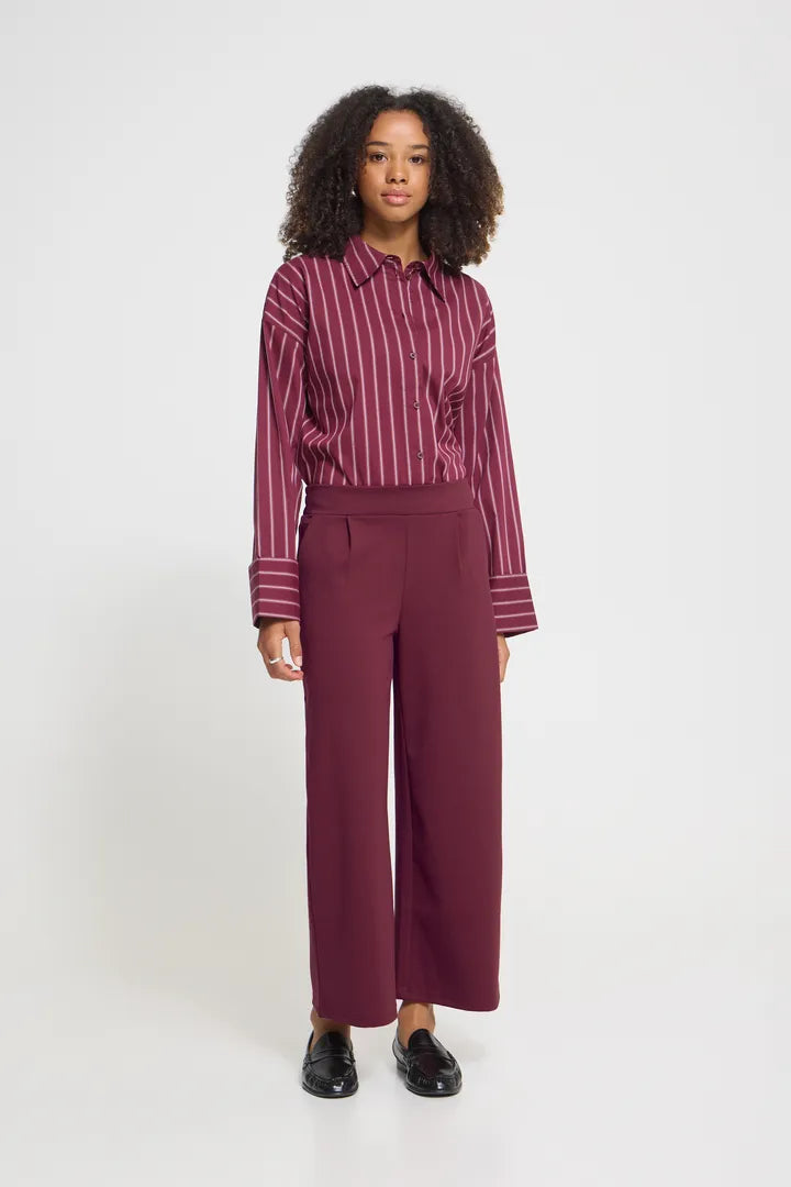Kate Cropped Wide Pants Burgundy