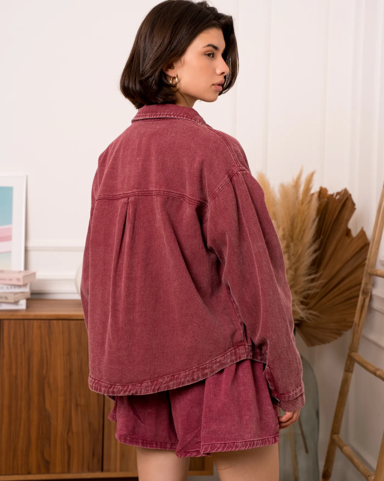 Burgundy Soft Denim Jacket