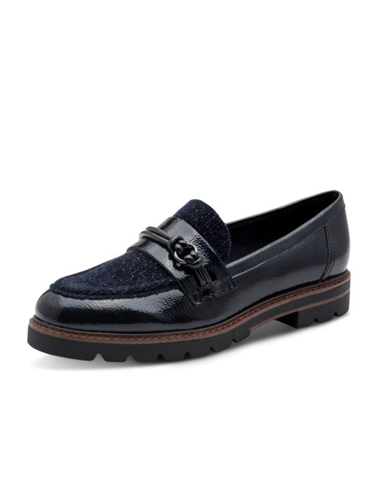 Navy Patent Loafers