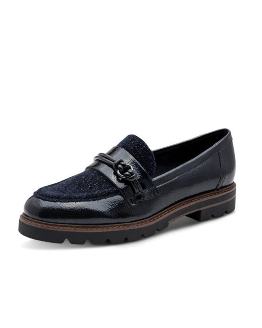 Navy Patent Loafers
