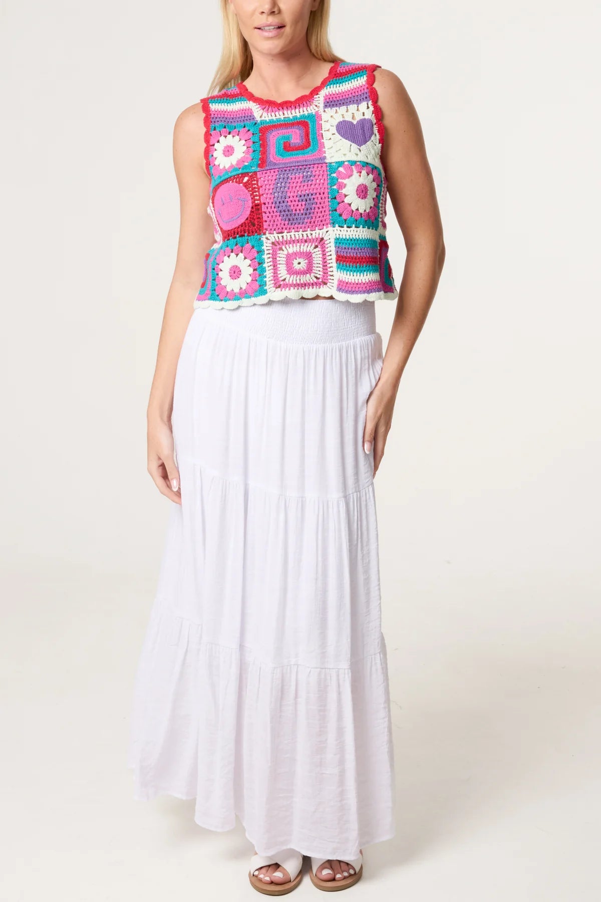 Retro Patchwork Crochet Vest