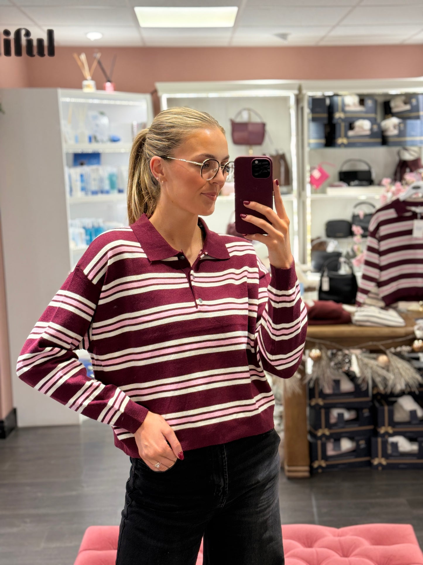 Maroon Pink Rugby Shirt