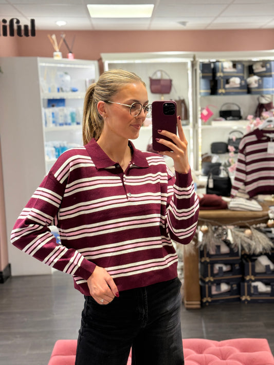 Maroon Pink Rugby Shirt